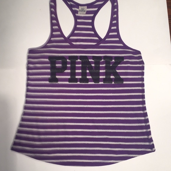 PINK Victoria's Secret Tops - PINK Victoria’s Secret Purple Stripe Tank Size M !